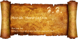 Horák Henrietta névjegykártya